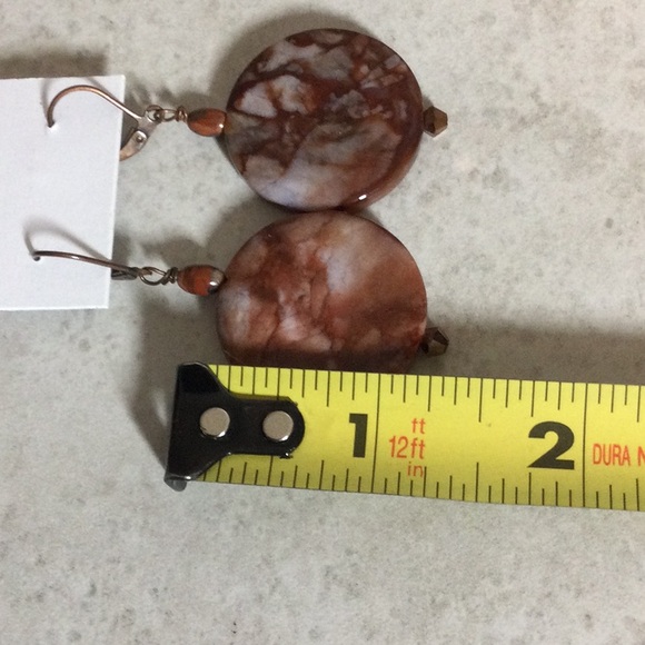 NWT brown marbled stone drop earrings - Picture 7 of 8